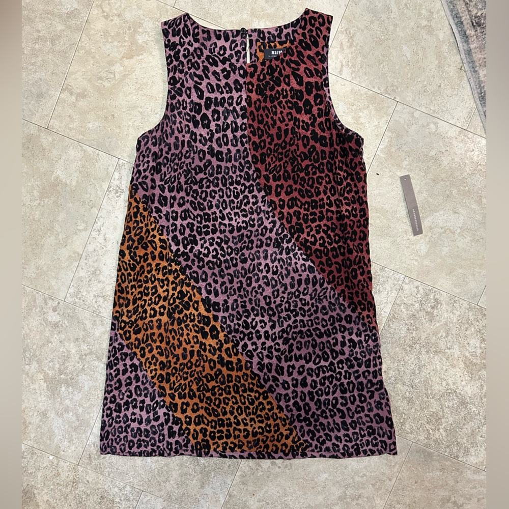 Anthropologie Maeve Colorblock Leopard Print Dress